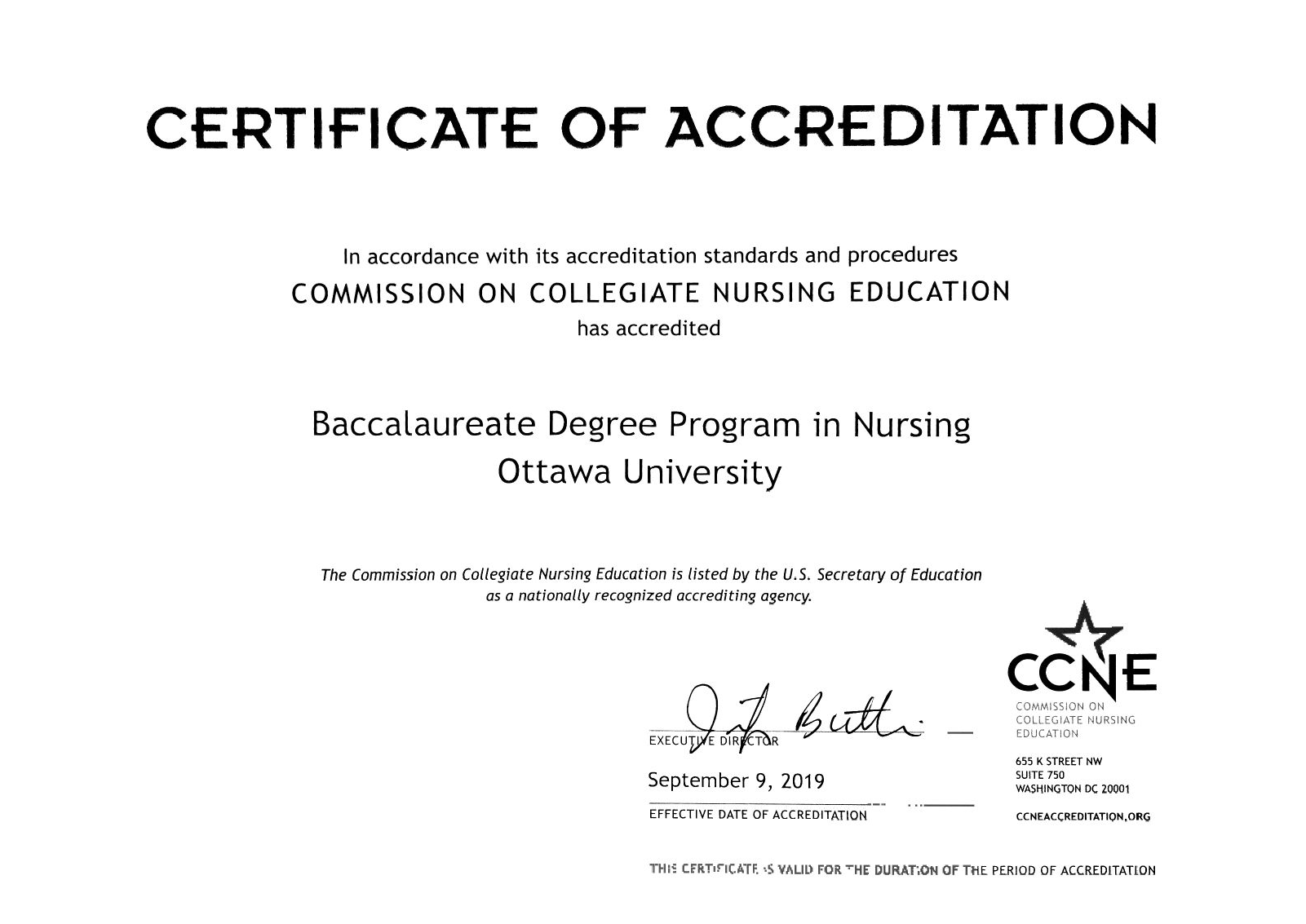 CCNE Certificate